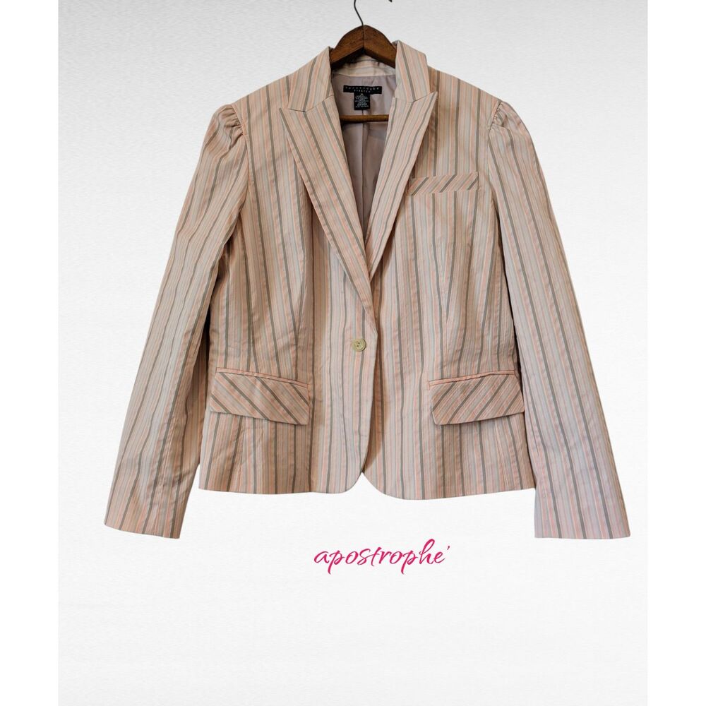 Apostrophe Stretch Seersucker Fully Lined Blazer Jacket   Sz 16